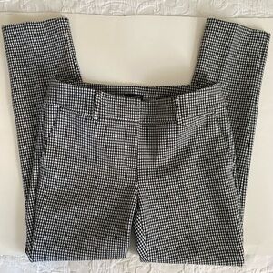 Ann Taylor Factory Petite Houndstooth Pants Black White 00P